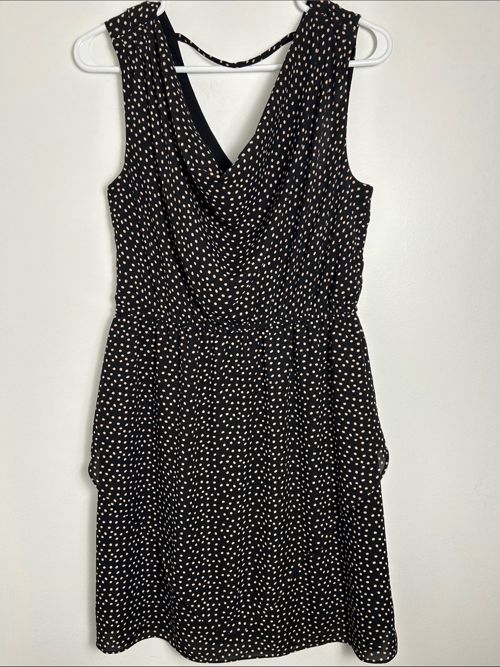 RW&CO Sleeveless Cowl Neck Polka Dot Midi Dress Black Cream Size S